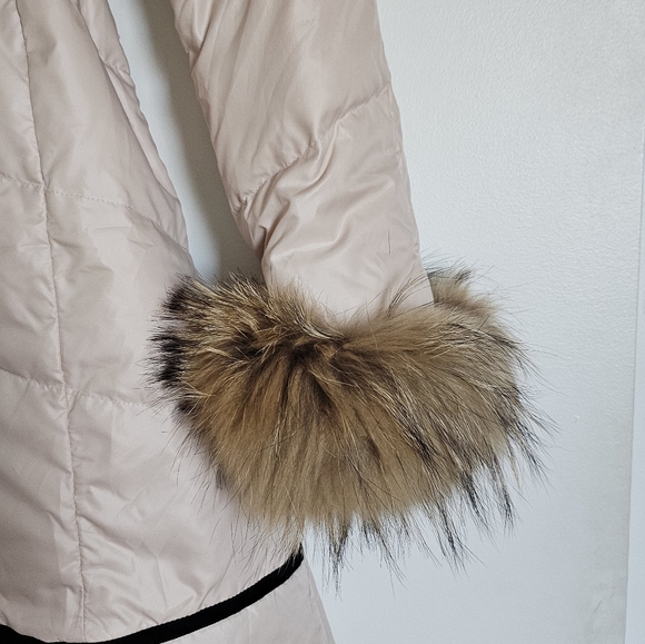 Rady Gyaru Quilted Down Zip Coat Real Fox Fur Trim & Velvet Piping Vanilla Beige - Picture 13 of 15